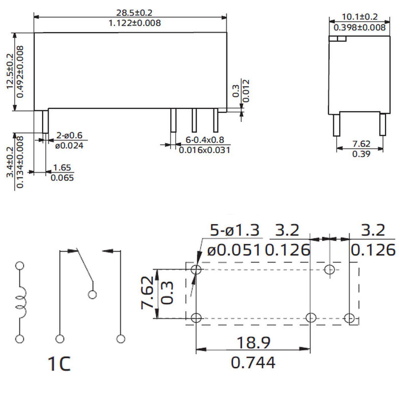 Print Relay 12V Ningbo S7001A12W 10A 250V Changeover contact