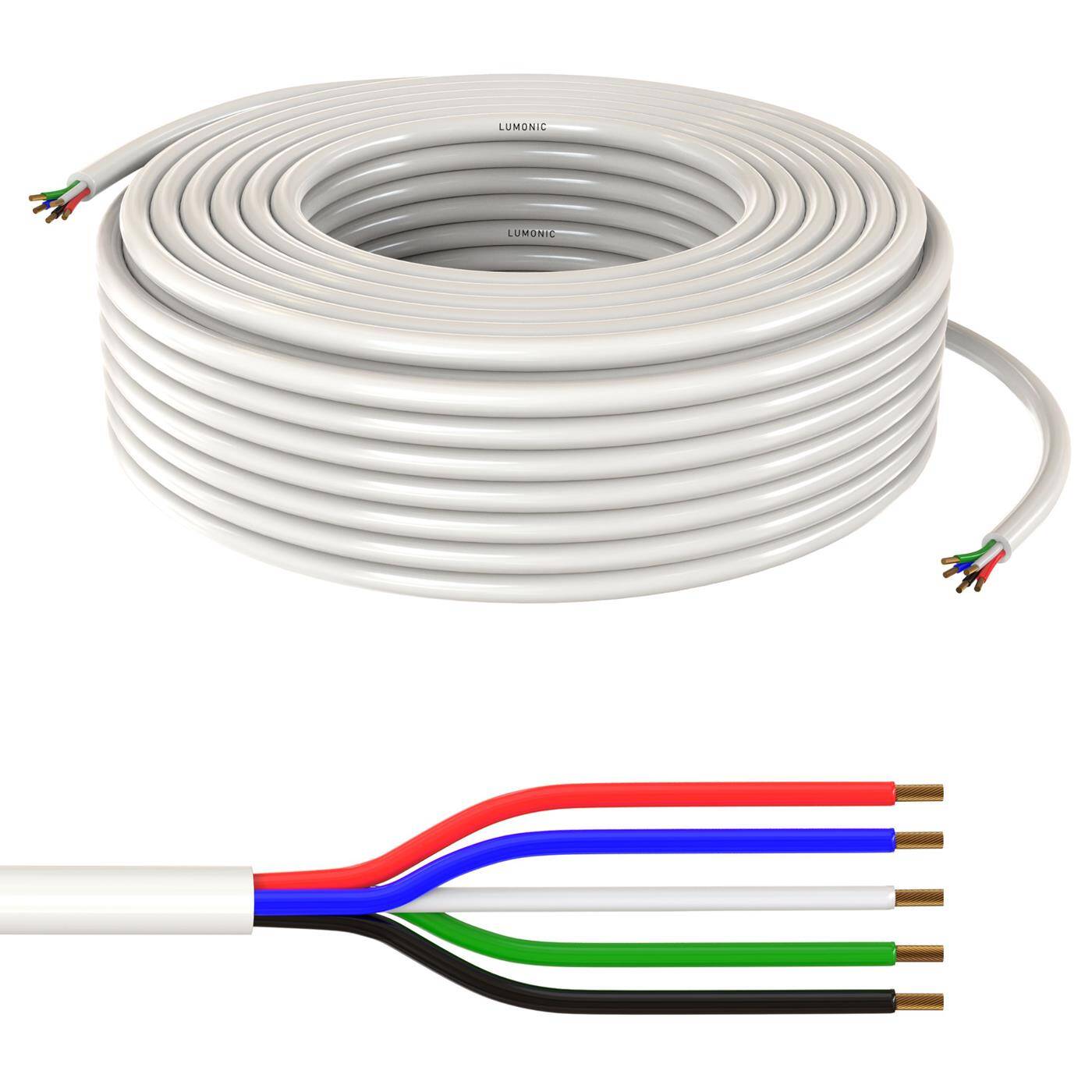 1m RGBW LED Control cable 5x 0,34mm² LiYY Extension 5 wire Power cable White