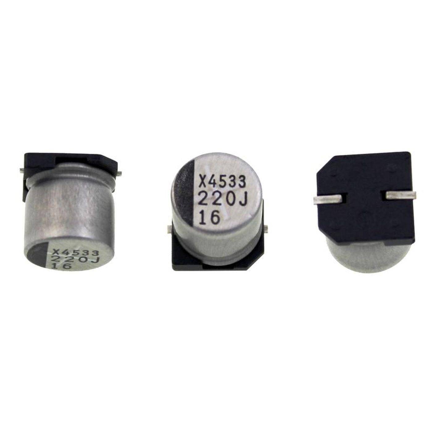 SMD Elko Kondensator 220µF 16V | Elektrolytkondensator bis zu einer Temperatur von 105°C | 10x10mm | 220uF ECV00AG322DARK Vishay