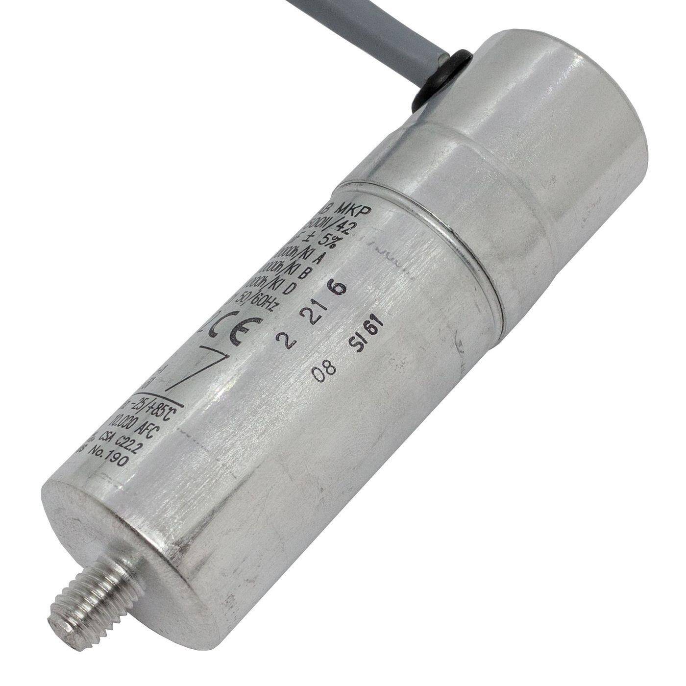 Lumonic Anlaufkondensator Hydra MKP-500 7-C inkl. Kabel 40cm | Motorkondensator 7µF 470V 30x95mm I Kondensator mit hochwertigem Metallgehäuse