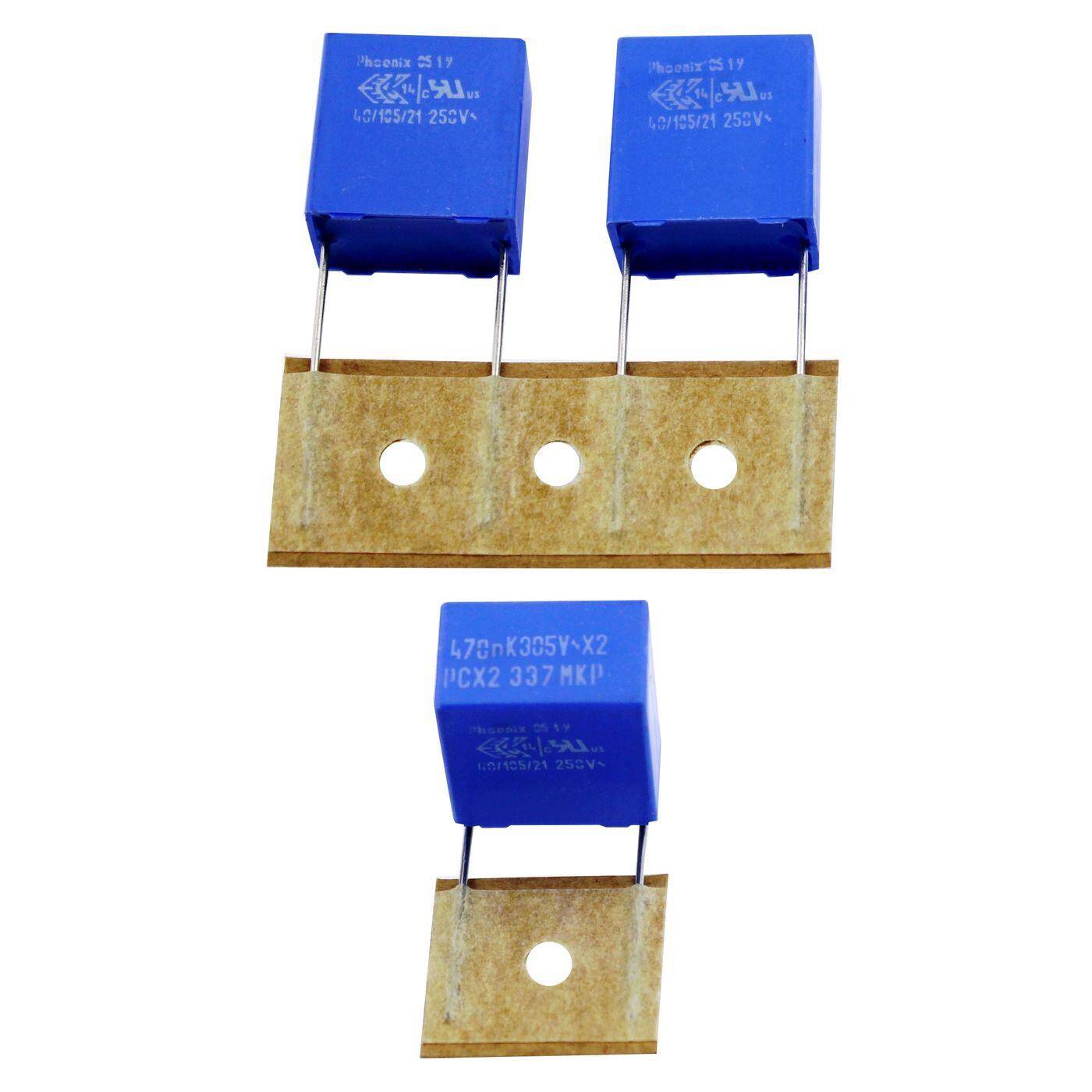 Phoenix MKP Interference suppression capacitor | 0,47µF 305V AC I 2-Pin Connection I 2-Pin I 0,47uF, 470nF I Capacitor against flickering | for household appliances, power tools, building technology, industrial applications, LED