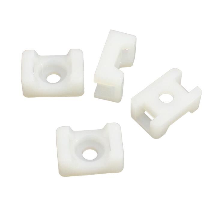 100x Screw base for cable ties 15x10mm White natural Mounting base