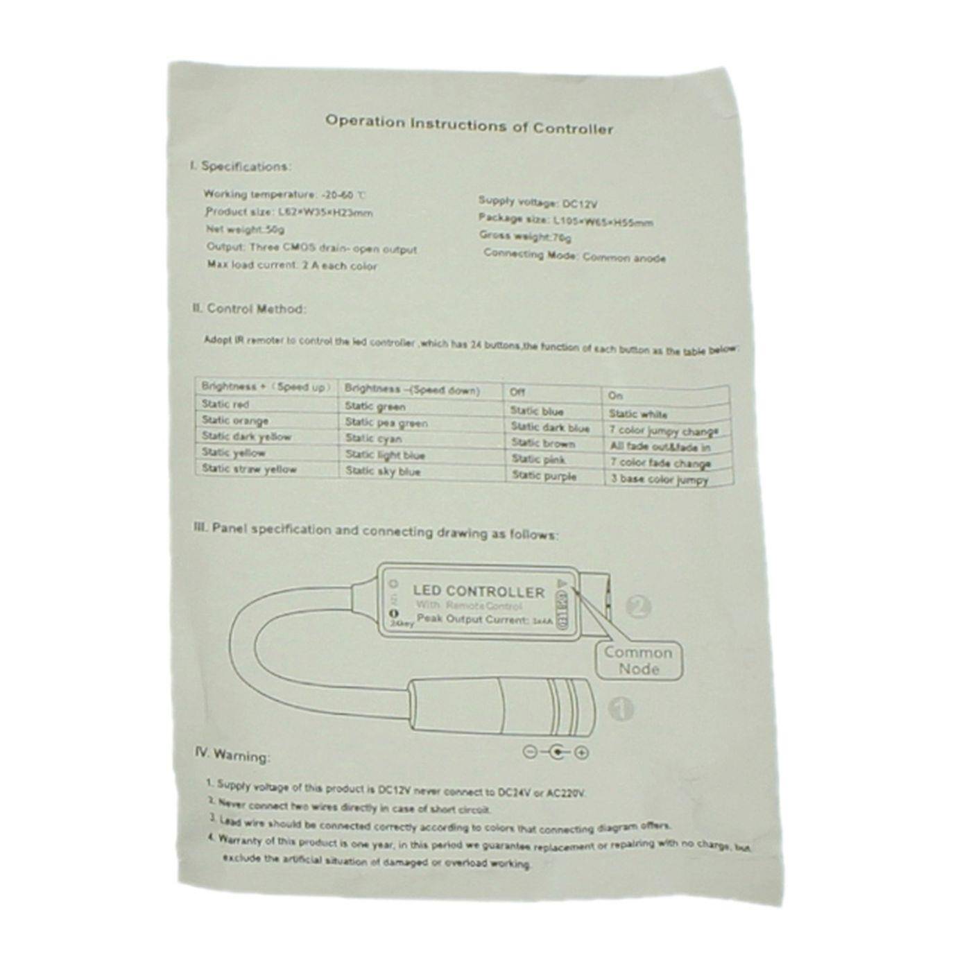 Mini RGB LED 24Key Controller 12V 72W 4-Pin; RGB Plug + Play Mini RGB LED 24Key Controller 12V 72W 4-Pin; RGB Plug + Play