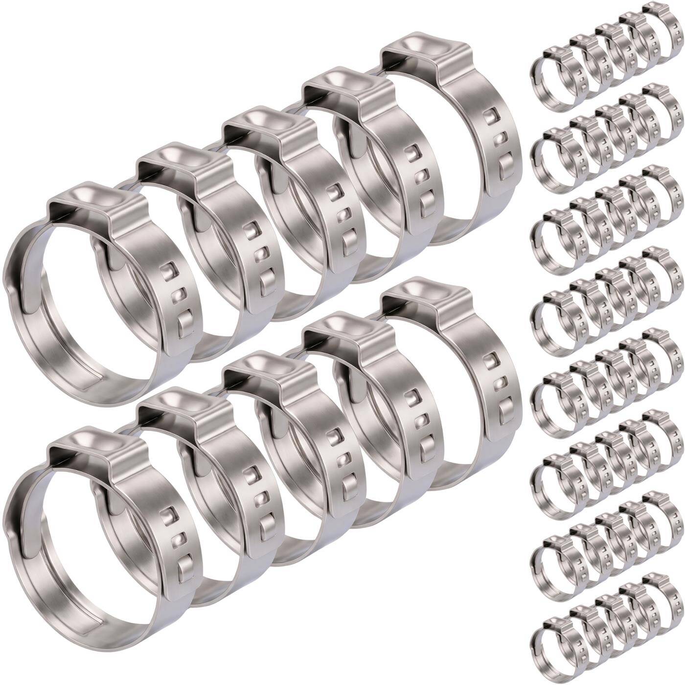 Lumonic I 50x 1-Ohr-Schelle 5,3-6,5mm I V2A Edelstahl I Einohrschelle I Schlauchschelle I für Druckluft, Rohrsysteme, Garten, KFZ