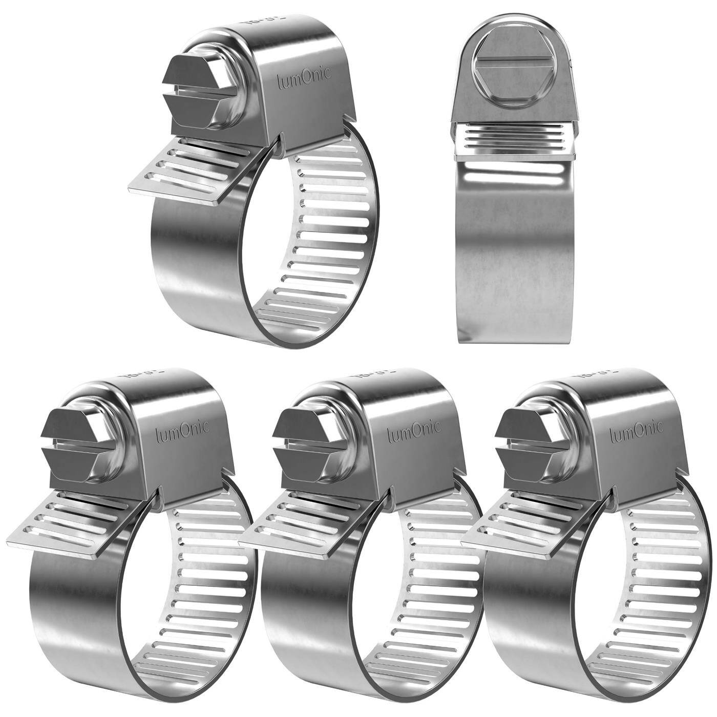 5x Hose clamp Stainless steel V2A 201 18-32mm Pipe clamp Hose clamp