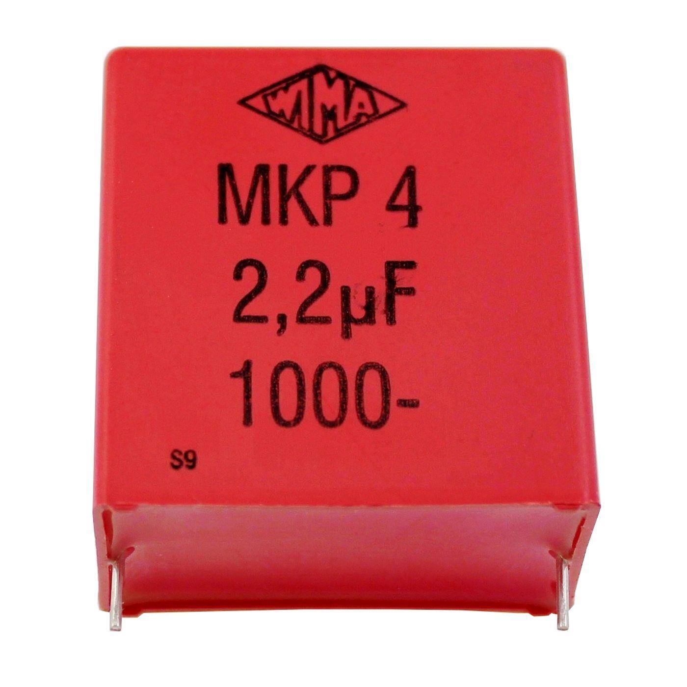 Wima MKP Folien Kondensator | 2,2µF 1000V DC I 2-Pin Anschluss I 2-Pin I 2,2uF, 2200nF I Kondensator für Frequenzweichen von Lautsprechern oder zur Entstörung von elektrischen Geräten