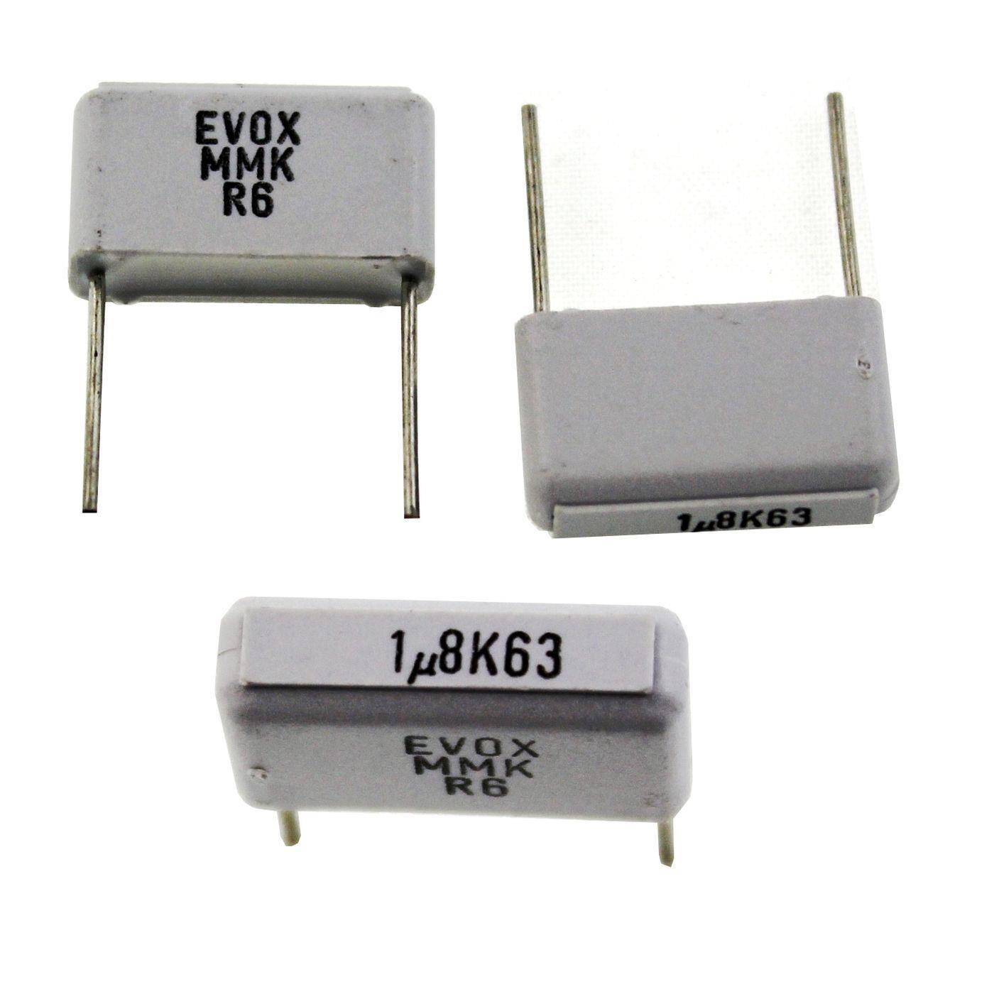 EVX MKT Foil Capacitor | 1,8µF 63V DC I 2-Pin Connection I 2-Pin I 1,8uF, 1800nF I Capacitor for crossover networks of loudspeakers or for interference suppression of electrical devices