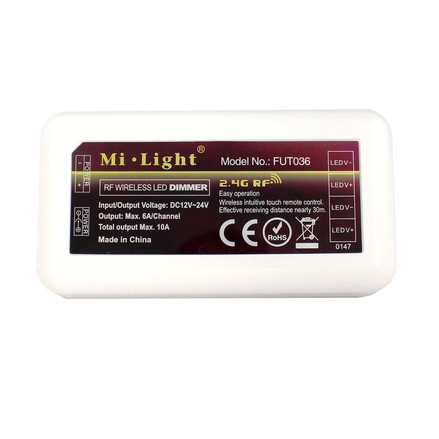 MiLight MiBoxer LED 4-Zone Receiver 12...24V 240W WiFi + RF 2,4GHz Controller for single-colour LED strips 2-Pin