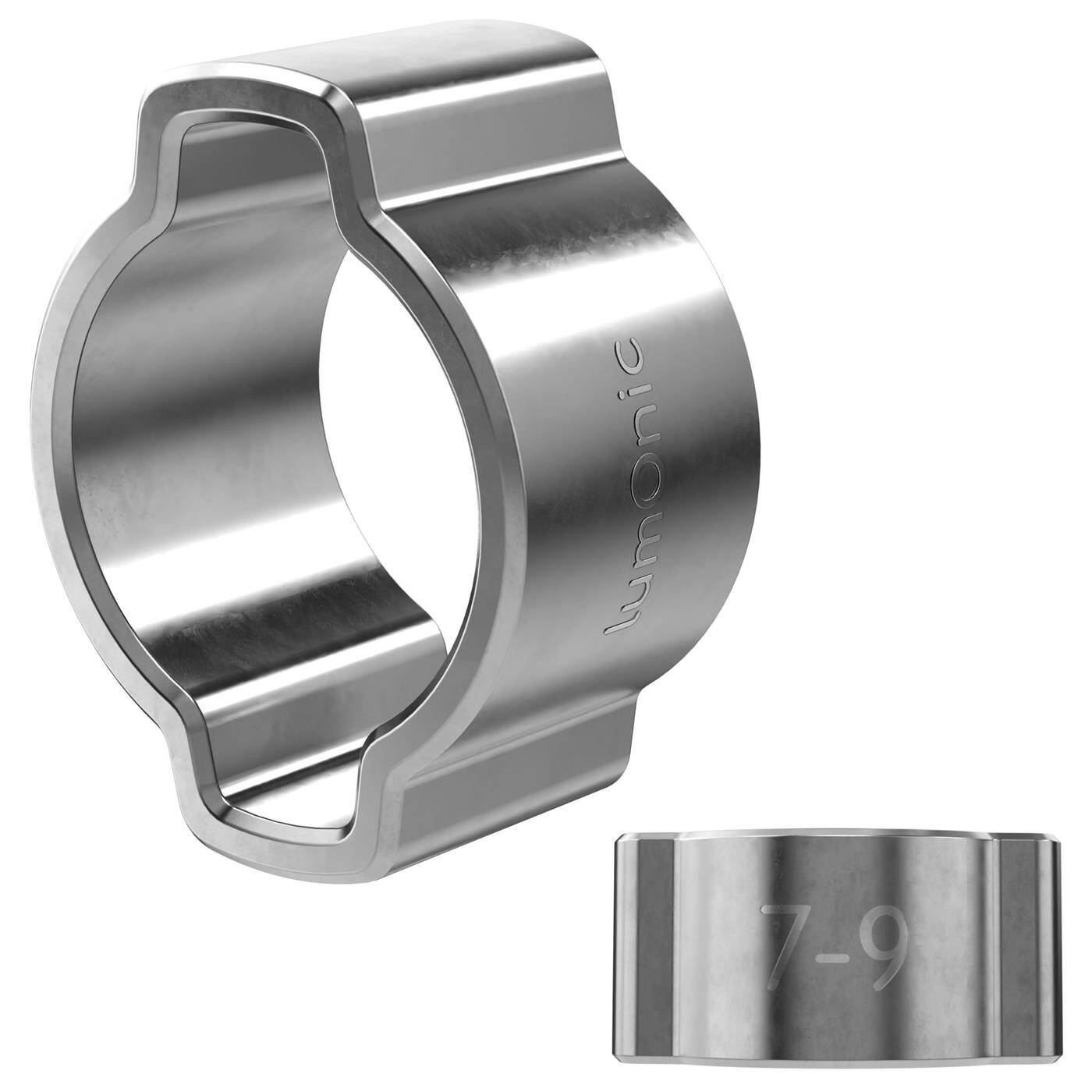 Lumonic I 2x 2-ear clip 7-9mm I V2A Stainless steel I Two-ear clamp I Hose clamp I for Compressed air, Pipe systems, Garden, CAR