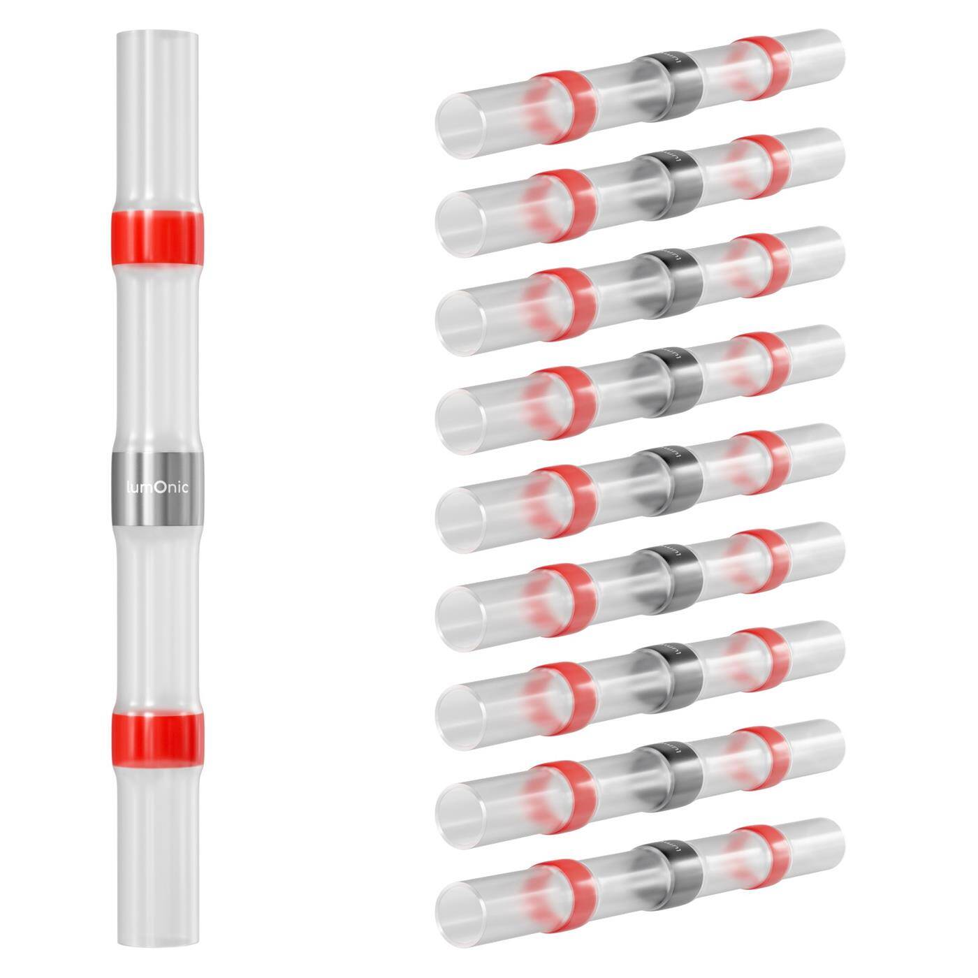10x Schrumpf Lötverbinder  mit Schrumpfschlauch 0,5-1,5mm² Rot WarmSchrumpf Kabelverbinder IP67