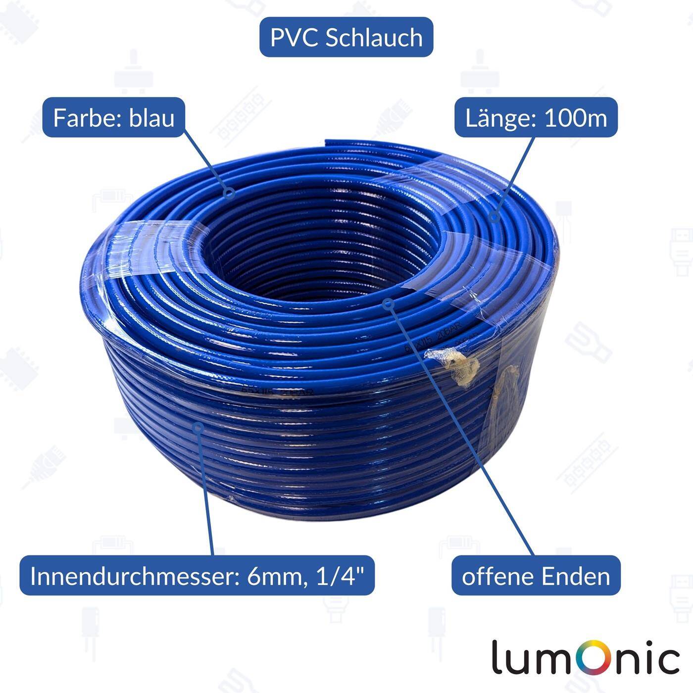 100m Druckluftschlauch 6mm Druckluft & Bewässerung Wasserschlauch PVC Schlauch bis 20 bar flexibel, abriebfest und gewebeverstärkt 100m Druckluftschlauch 6mm Druckluft & Bewässerung Wasserschlauch PVC Schlauch bis 20 bar flexibel, abriebfest und gewebeverstärkt