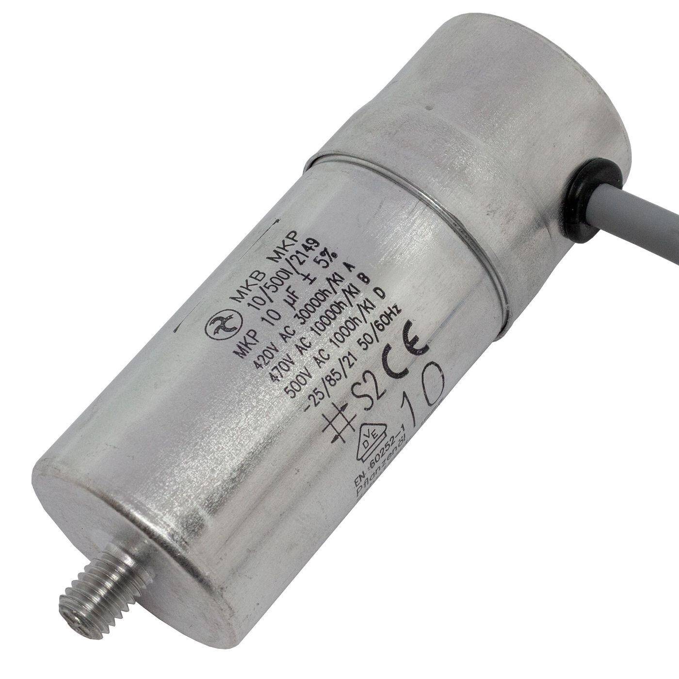 Lumonic Anlaufkondensator Hydra MKP-500 10-C inkl. Kabel 40cm | Motorkondensator 10µF 470V 35x90mm I Kondensator mit hochwertigem Metallgehäuse