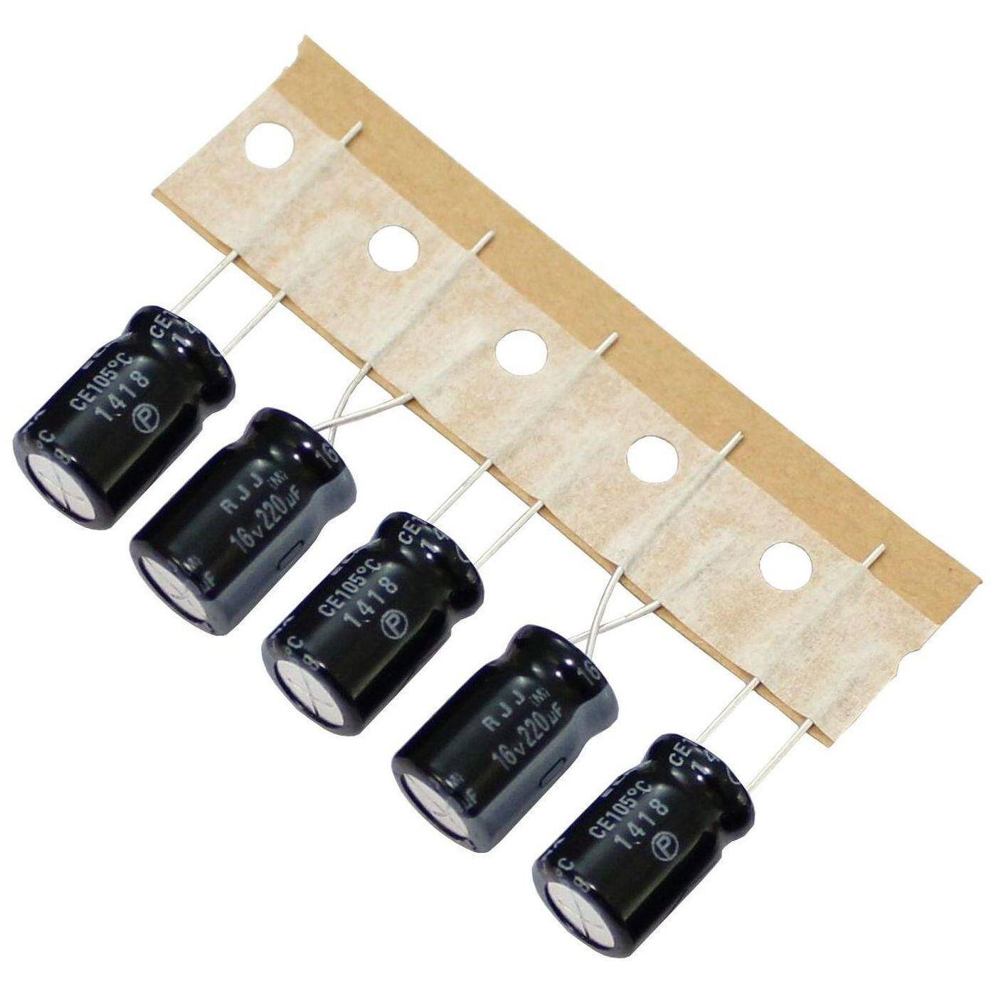 Elko Kondensator Radial 220µF 16V | Elektrolytkondensator bis zu einer Temperatur von 105°C | 8x12mm | 220uF RJJ-16V221MG3#-T20 Elna