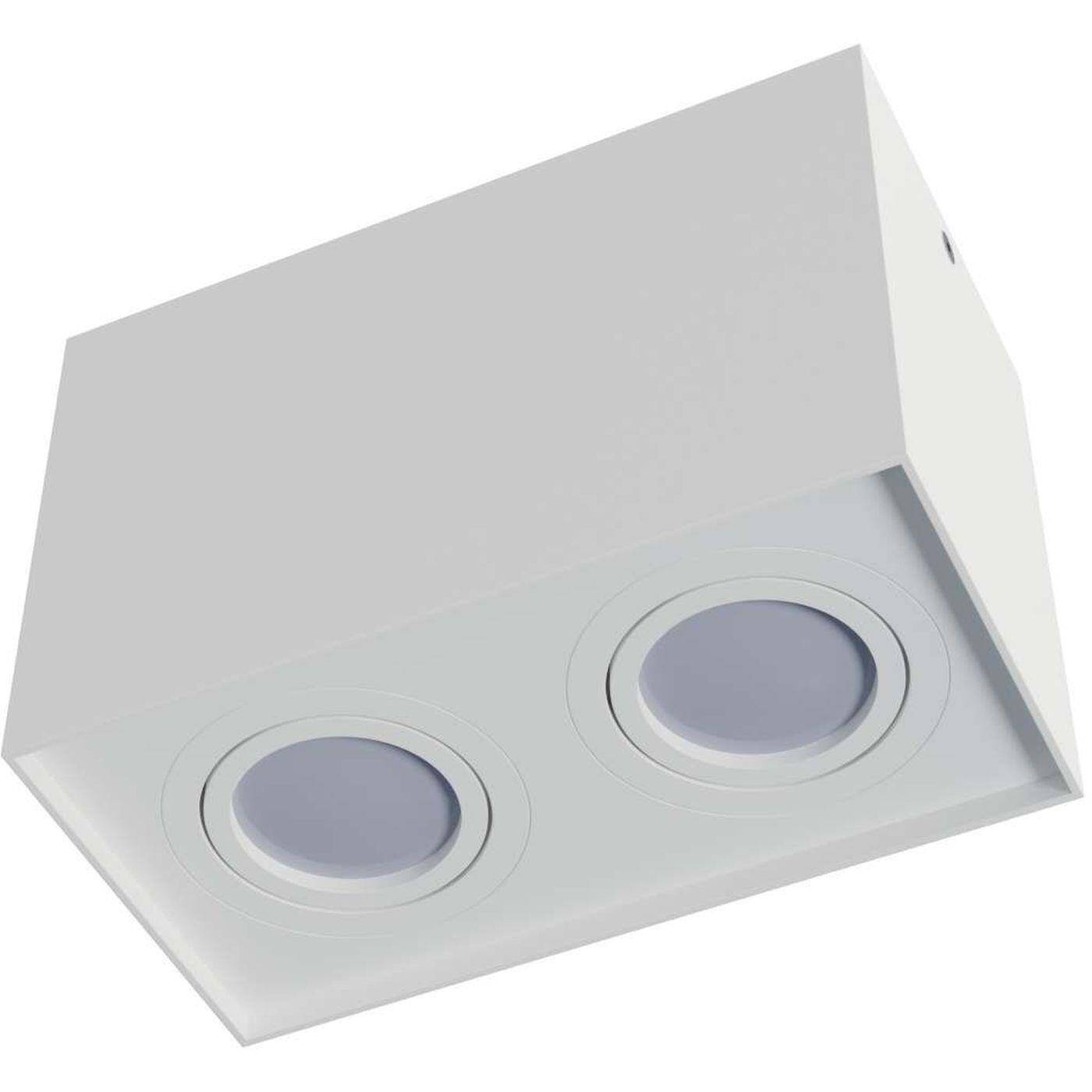 LED Aufbaurahmen Twin Quadratisch 175x95x125mm Weiß Aluminium Schwenkbar Spot GU10 MR16
