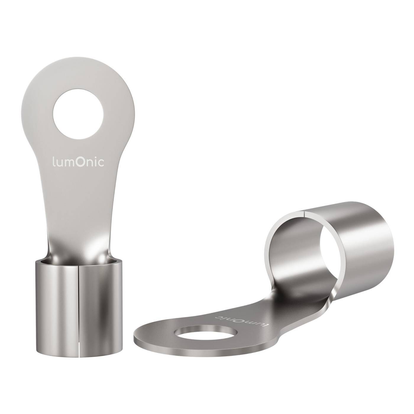Lumonic 25x Ringkabelschuh 10,0-16,0mm² blank | M5 | Kupfer verzinnt | sichere Kabelverbindung ohne Löten | Crimp-Kabelschuh unisoliert | KFZ, Maschinenbau, Wohnmobil, Batterie