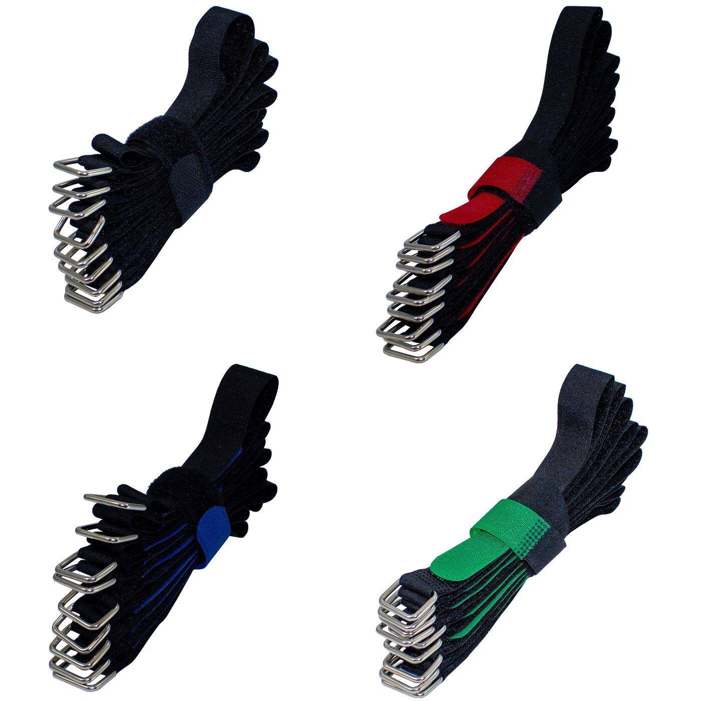 10x Hook + Loop Cable tie 300 x 20mm Black crossed  Hook + Loop fastener