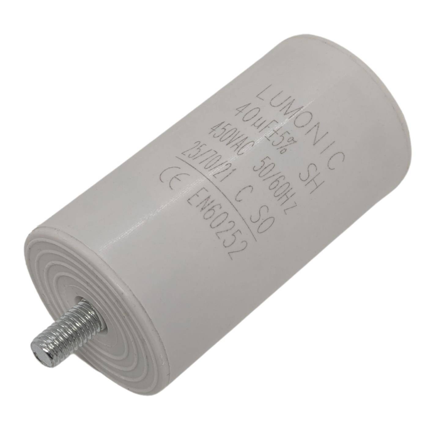 Anlaufkondensator mit Stecker 40µF 450V 45x84mm 40uF Motorkondensator mit Kunststoffgehäuse
