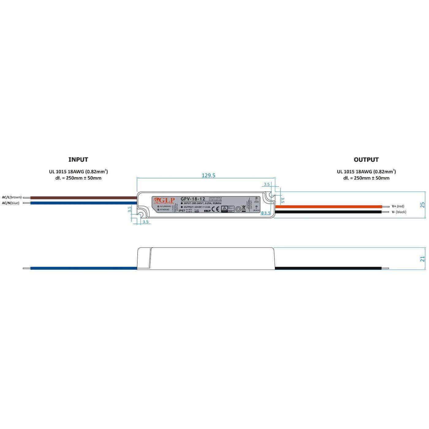 GPV-18-24 18W 24V 0,75A LED power supply Transformer Driver IP67 GPV-18-24 18W 24V 0,75A LED power supply Transformer Driver IP67