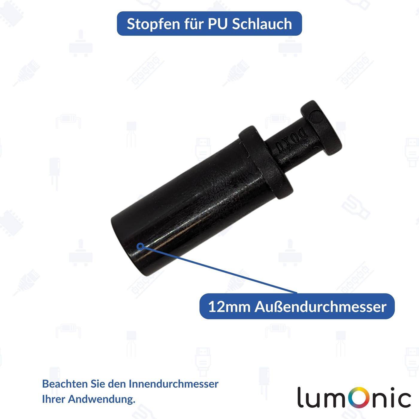 PU Schlauch Stopfen 12mm gerade Blindstopfen pneumatischer Verschlussstopfen Schlauchstopfen Druckluft & Automatisierung