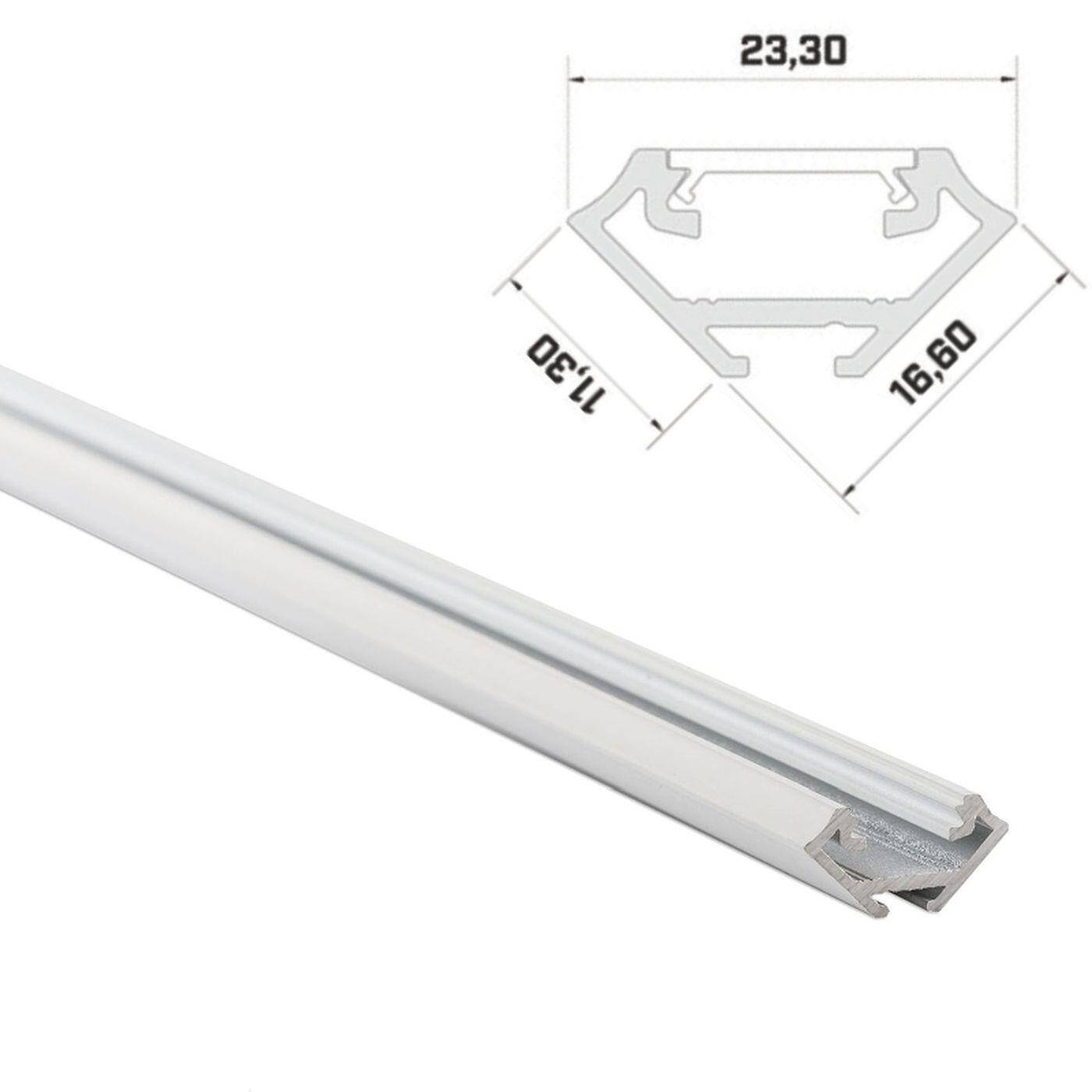 1m LED profile C White 17x17mm Aluminium 45° Corner profile for 12mm LED strips