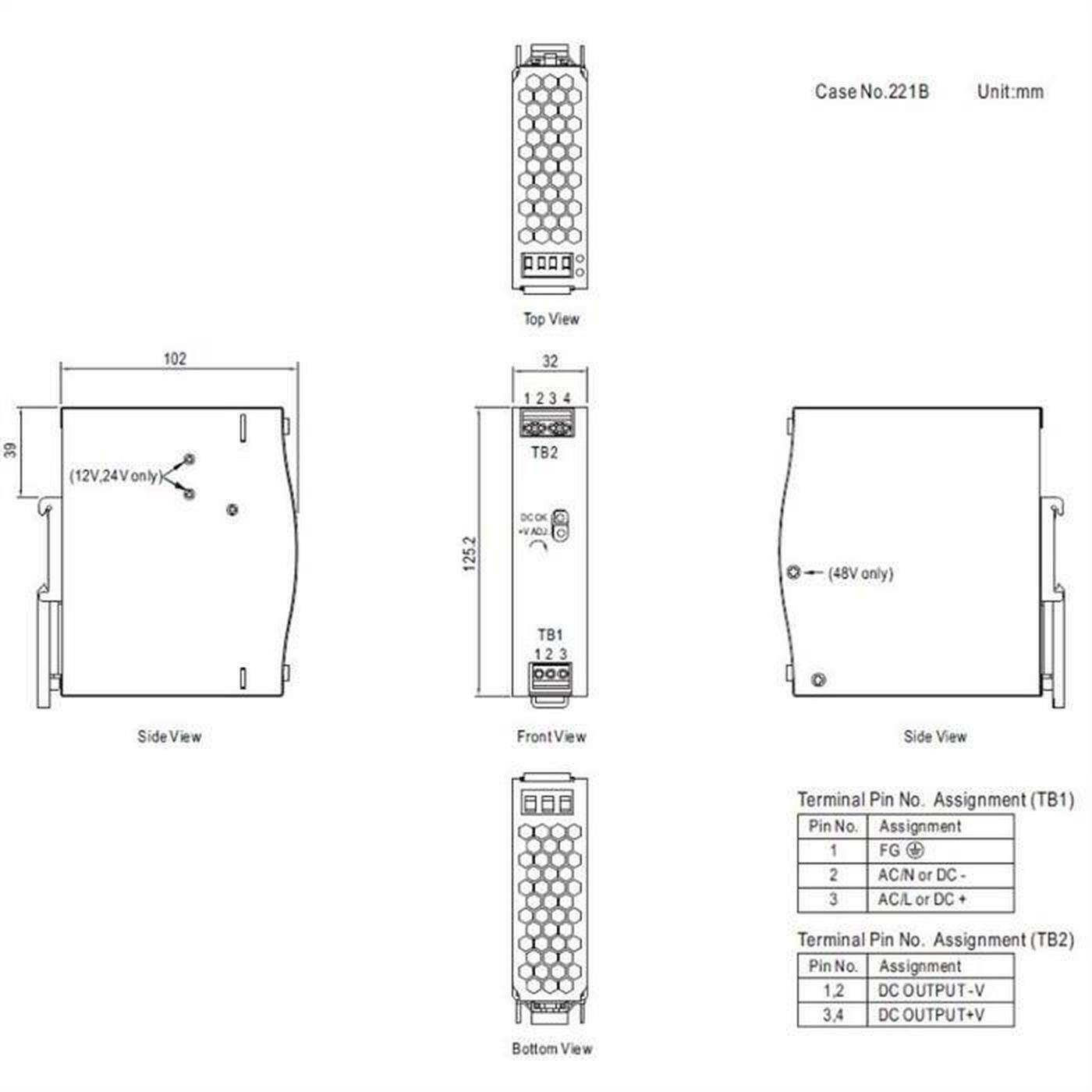 NDR-75-12 75W 12V 6,3A Din Rail power supply
