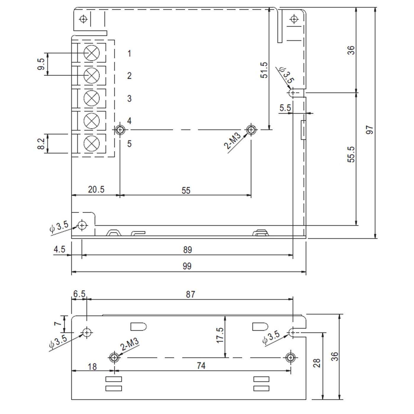 RS-50-15 50W 15V 3,4A Industrial power supply