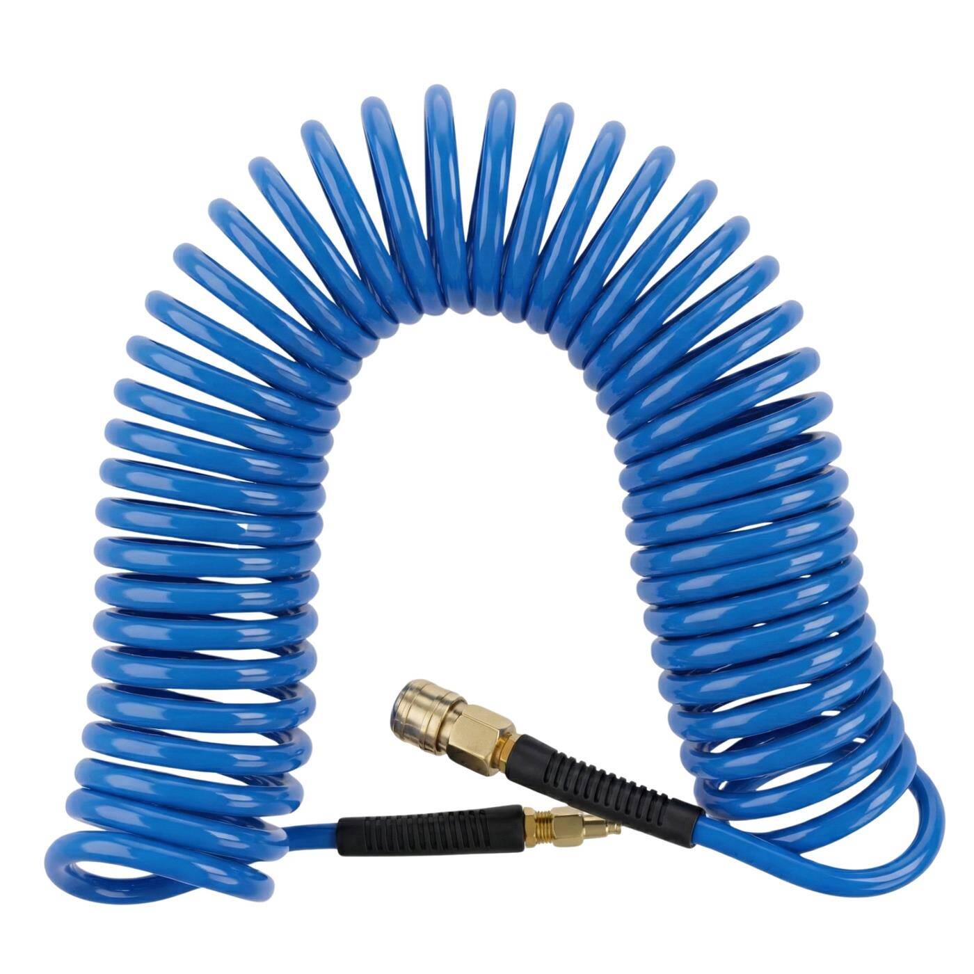 PU spiral hose Premium with quick coupling 6,5mm/10mm 10m for compressors and pneumatic tools flexible, abrasion-resistant Compressed air extension Can