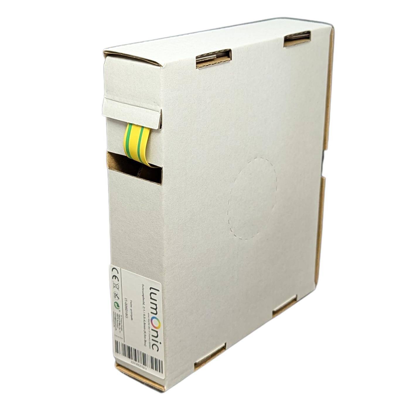 Lumonic 6,5m Schrumpfschlauch Box 2:1 Grün Gelb - Hier von: 9,5mm auf 4,8mm - Dickwandiger Schrumfpschlauch in verschiedenen Größen