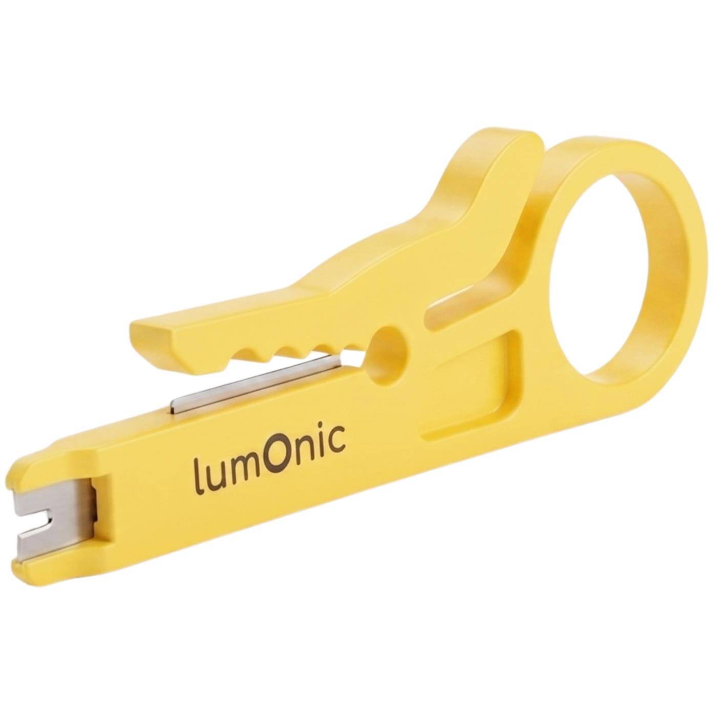 Lumonic Abisolierwerkzeug für UTP/FTP-Netzwerkkabel & LSA-Auflegewerkzeug - Kabel-Abisolierer, Netzwerkwerkzeug, auch als LSA-Auflegewerkzeug, CAT5e/CAT6, Mini, gelb, Patchpanel, RJ45