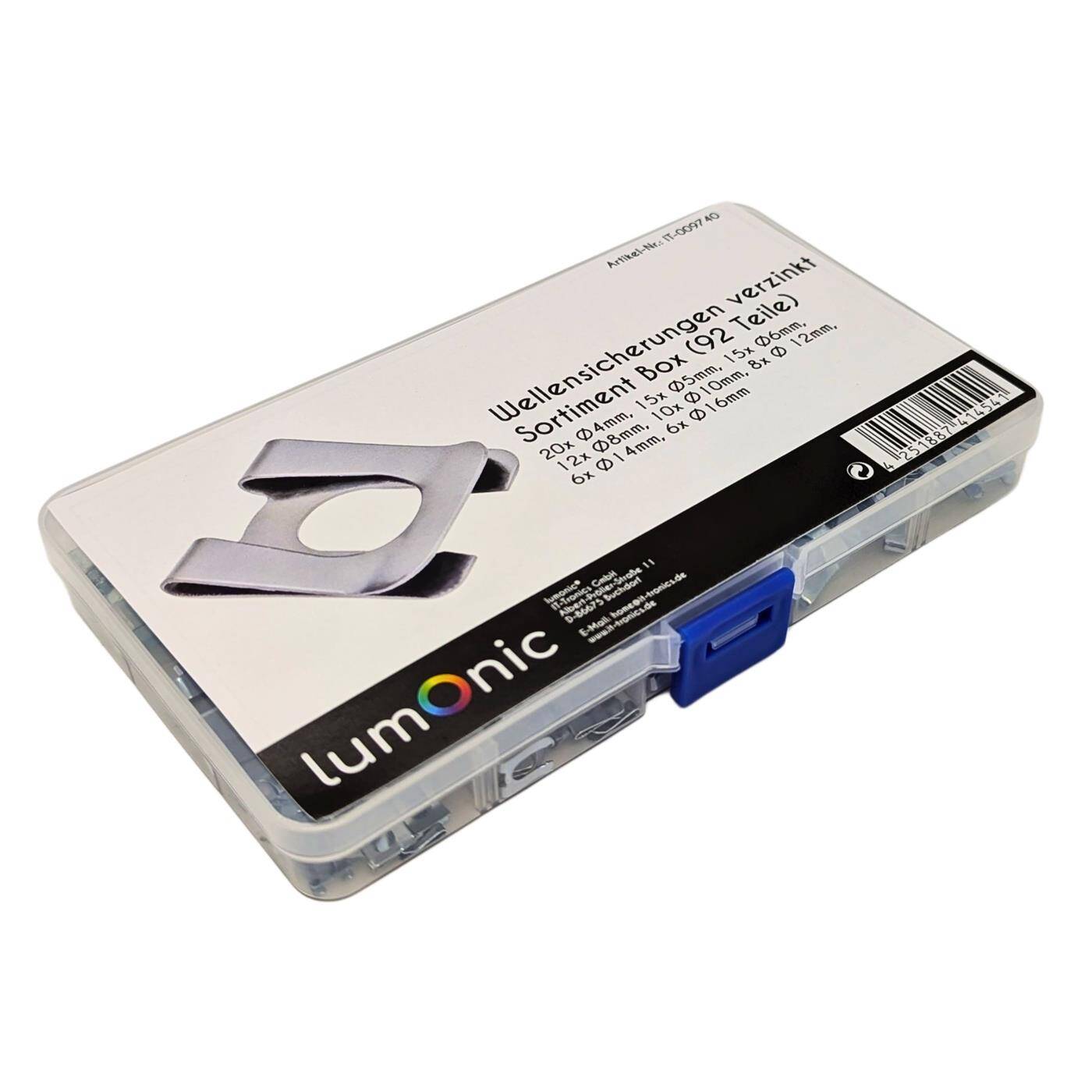 SL-Sicherungen Set 92 Teile 4-16mm verzinkter Federstahl für Wellen und Bolzen Wellensicherung Sortiment einfache, werkzeuglose Montage