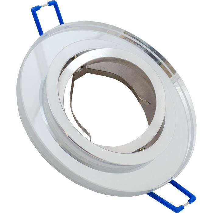 LED Einbaurahmen Rund 90x25mm Weiß Glas 8mm Schwenkbar Spot GU10 MR16 LED Einbaurahmen Rund 90x25mm Weiß Glas 8mm Schwenkbar Spot GU10 MR16