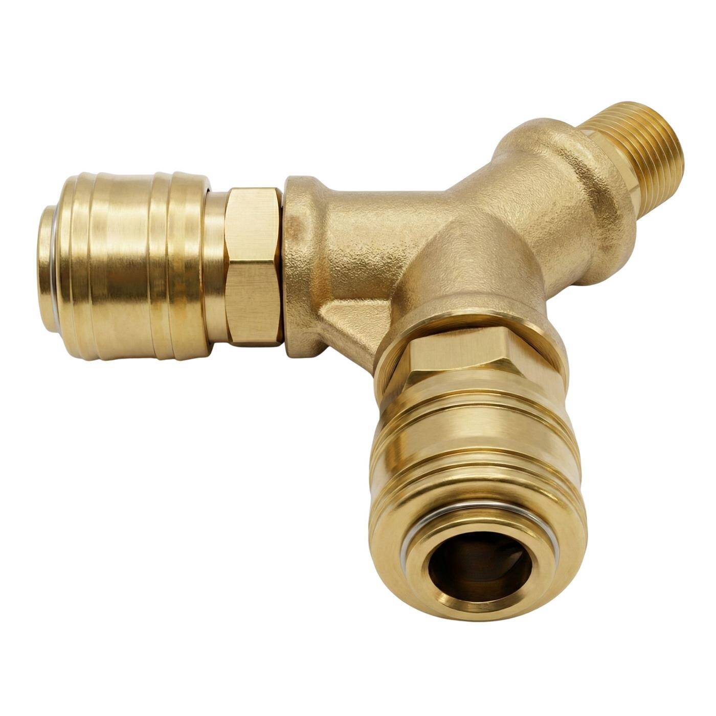Lumonic I Compressed air distributor 2-fold I with external thread 3/8" I made of brass I Compressed air distributor I Compressed air diverter I Quick coupling I Multiple distributor I for workshops, businesses and DIY enthusiasts