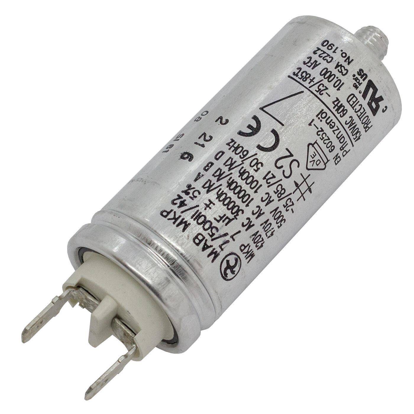 Lumonic Anlaufkondensator Hydra MKP-500 7-A inkl. Stecker 6,3x0,8mm | Motorkondensator 7µF 470V 30x68mm I Kondensator mit hochwertigem Metallgehäuse