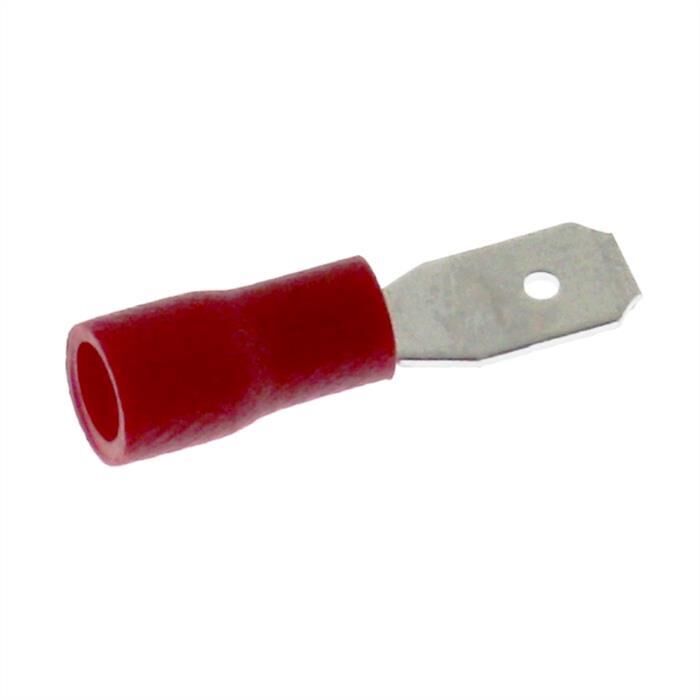 25x Flat plug partially insulated 0,5-1,5mm² Plug-in dimension 0,8x4,8mm Red Connectors Brass tinned