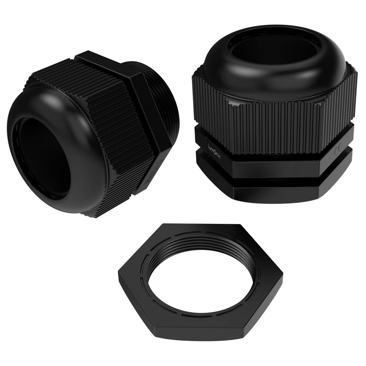 Lumonic 2x Kabelverschraubung M40 PG36 IP67 metrisch d22-32mm I Kabeldurchführung wasserdicht in schwarz I Verschraubungen, Schlauchdurchführung M40 PG36