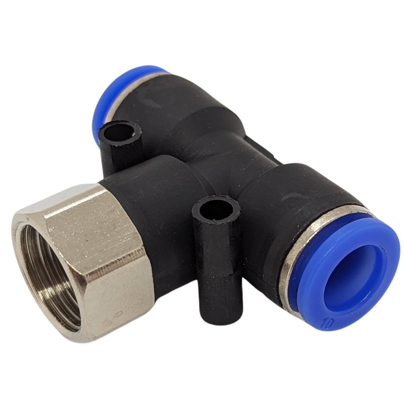 PU hose T-connector fitting with female thread 10mm*3/8inch T-piece Push-in Pneumatic plug connector T-distributor Compressed air