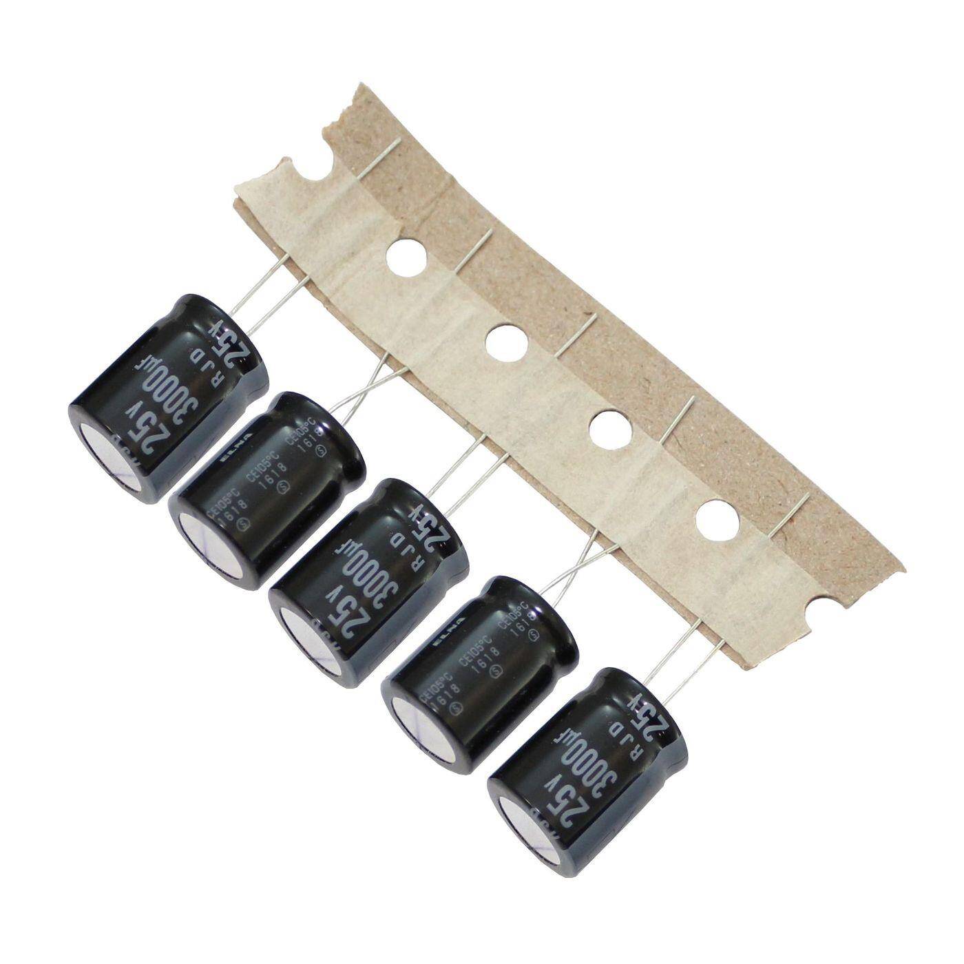 Elko Capacitor Radial 3000µF 25V | Electrolytic capacitor up to a temperature of 105°C | 16x20mm | 3000uF RJD-25V302AJ5XGY-TC9 Elna