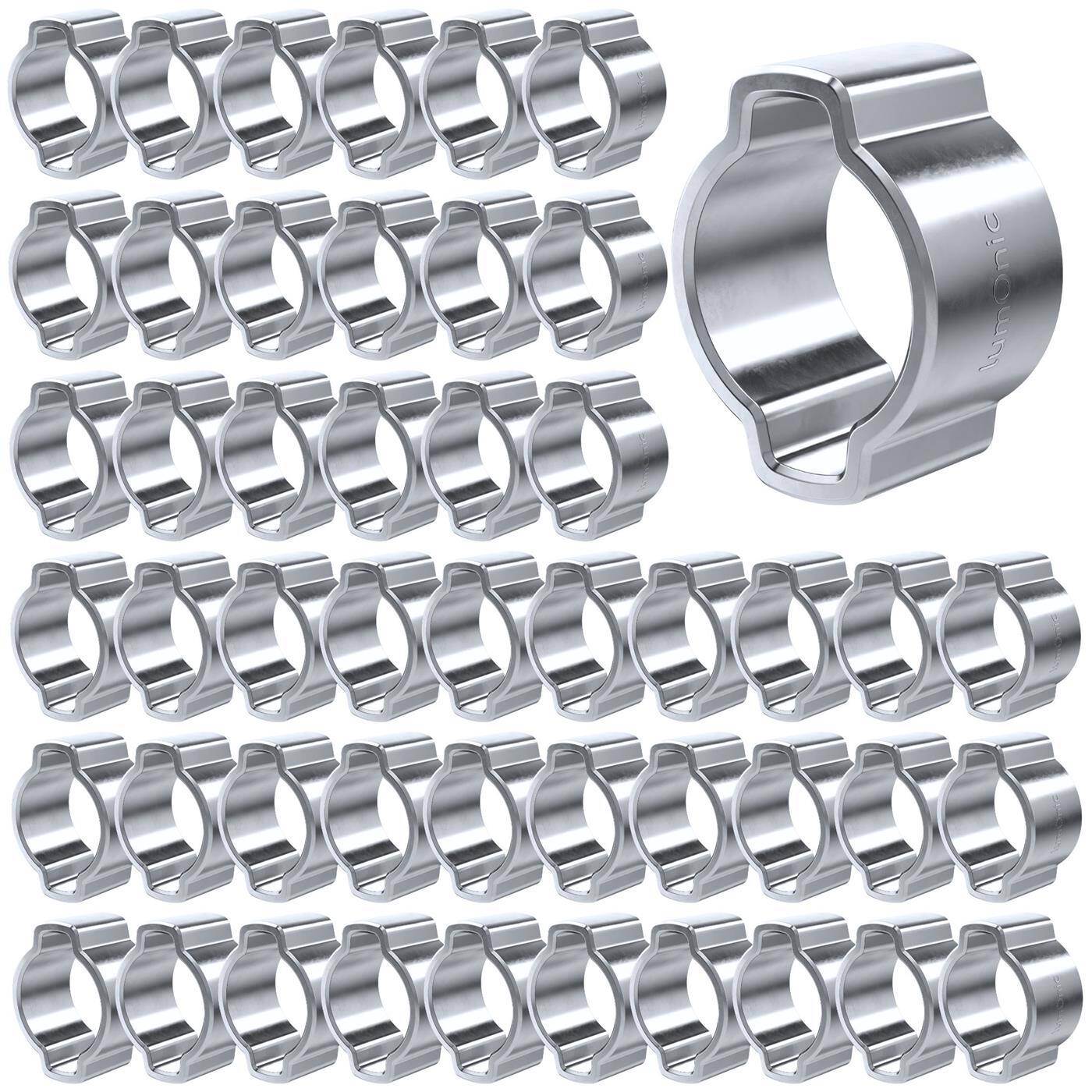 50x 2-Ohr-Schelle 7-9mm Stahl Verzinkt Zweiohrschelle Schlauchschelle für Druckluft, Rohrsysteme, Garten, KFZ