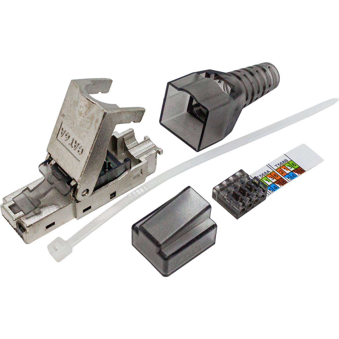 Netzwerkstecker werkzeuglos RJ45 Metall Stecker CAT6A LAN vergoldete Kontakte Cat 6a ohne Werkzeug Patchkabel CAT6 CAT5