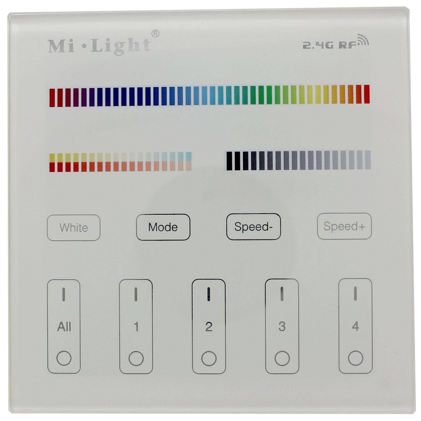 MiLight MiBoxer RGBW CCT LED 4-Zone Wand Touch Panel Controller 230V 6-Pin; RGB+W CCT