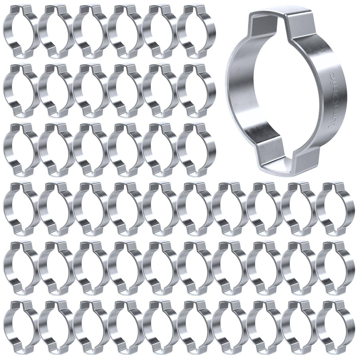 Lumonic I 50x 2-ear clip 25-28mm I Steel Galvanised I Two-ear clamp I Hose clamp I for Compressed air, Pipe systems, Garden, CAR