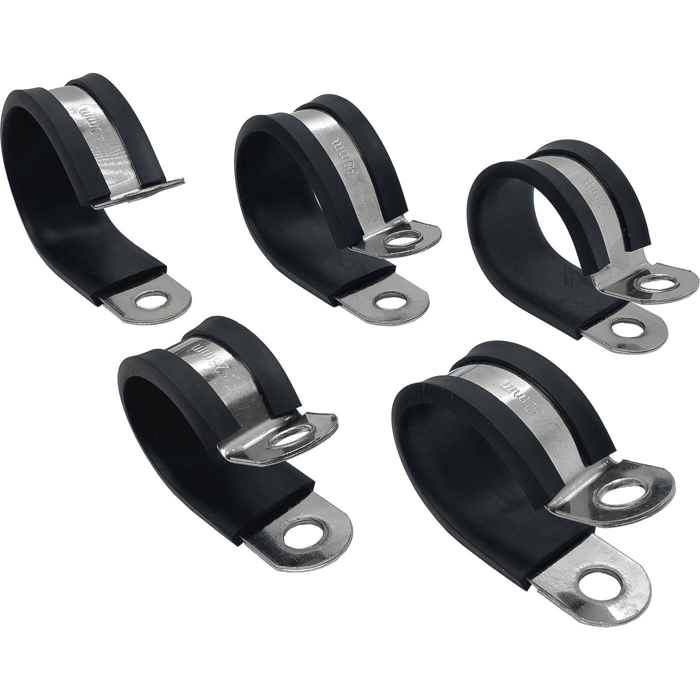 10x P-Clip Cable clamp Stainless steel V2A with Rubber 10mm Pipe clamp Mounting clip