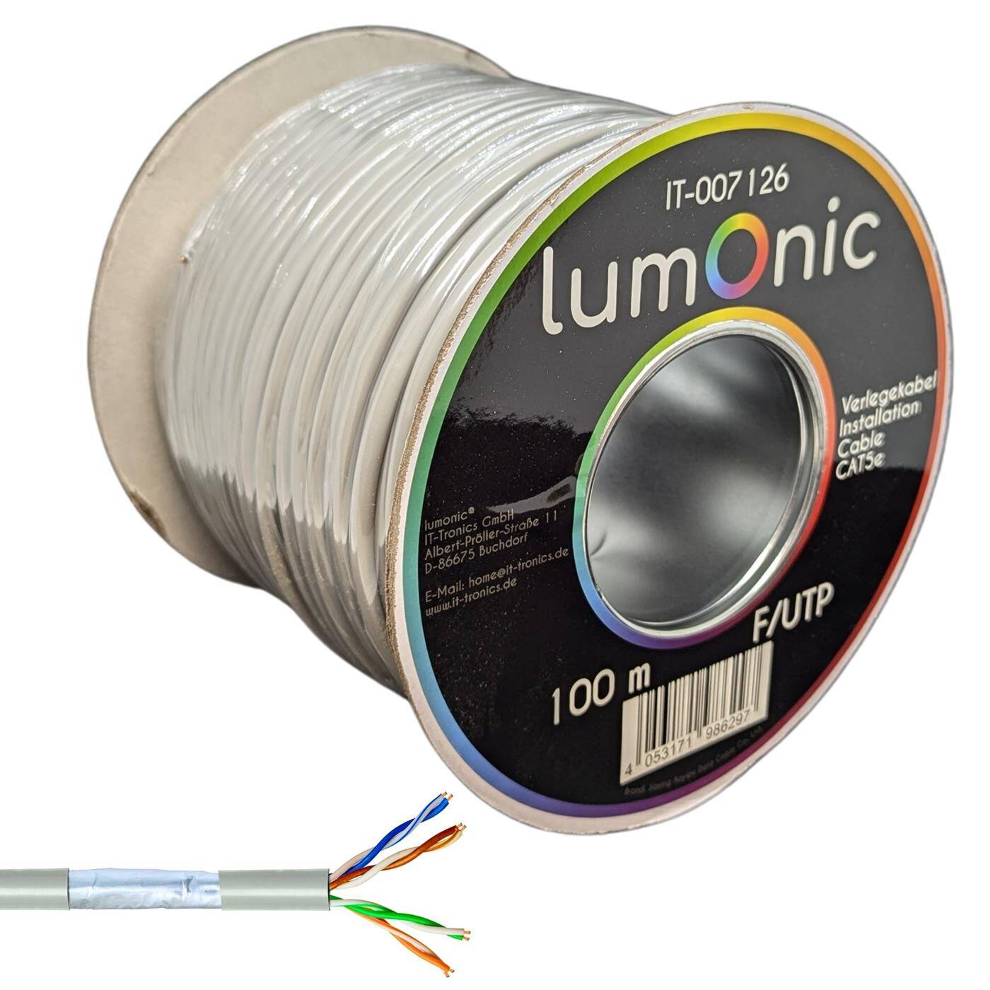 100m Netzwerkkabel Verlegekabel CAT5e F/UTP Ethernet Kabel LAN Kabel CAT.5e