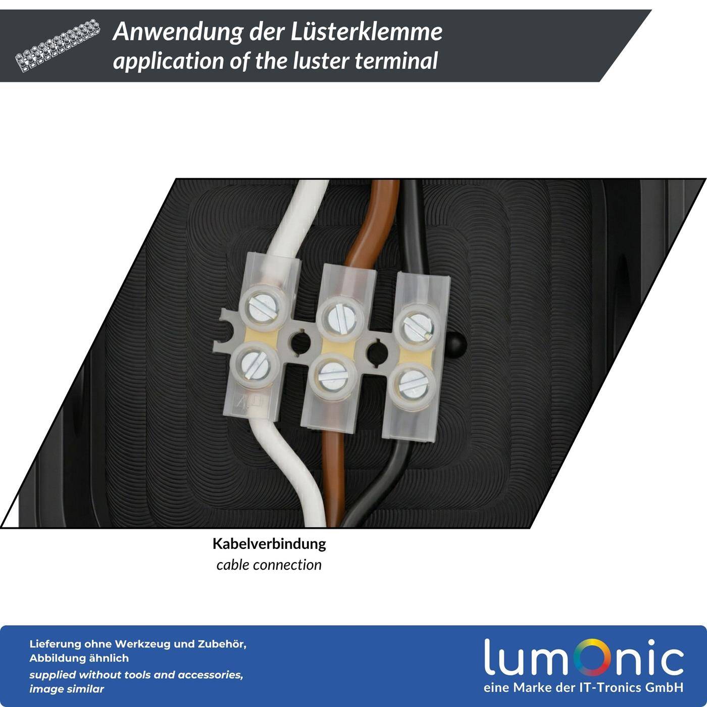 Lumonic Lüsterklemme für Kabel Größen von 16 - 25mm² I Für bis zu 60 Ampere und 380 Volt I Lüsterklemmen in einer 12er Reihe von Kupfer Verbindungsklemmen