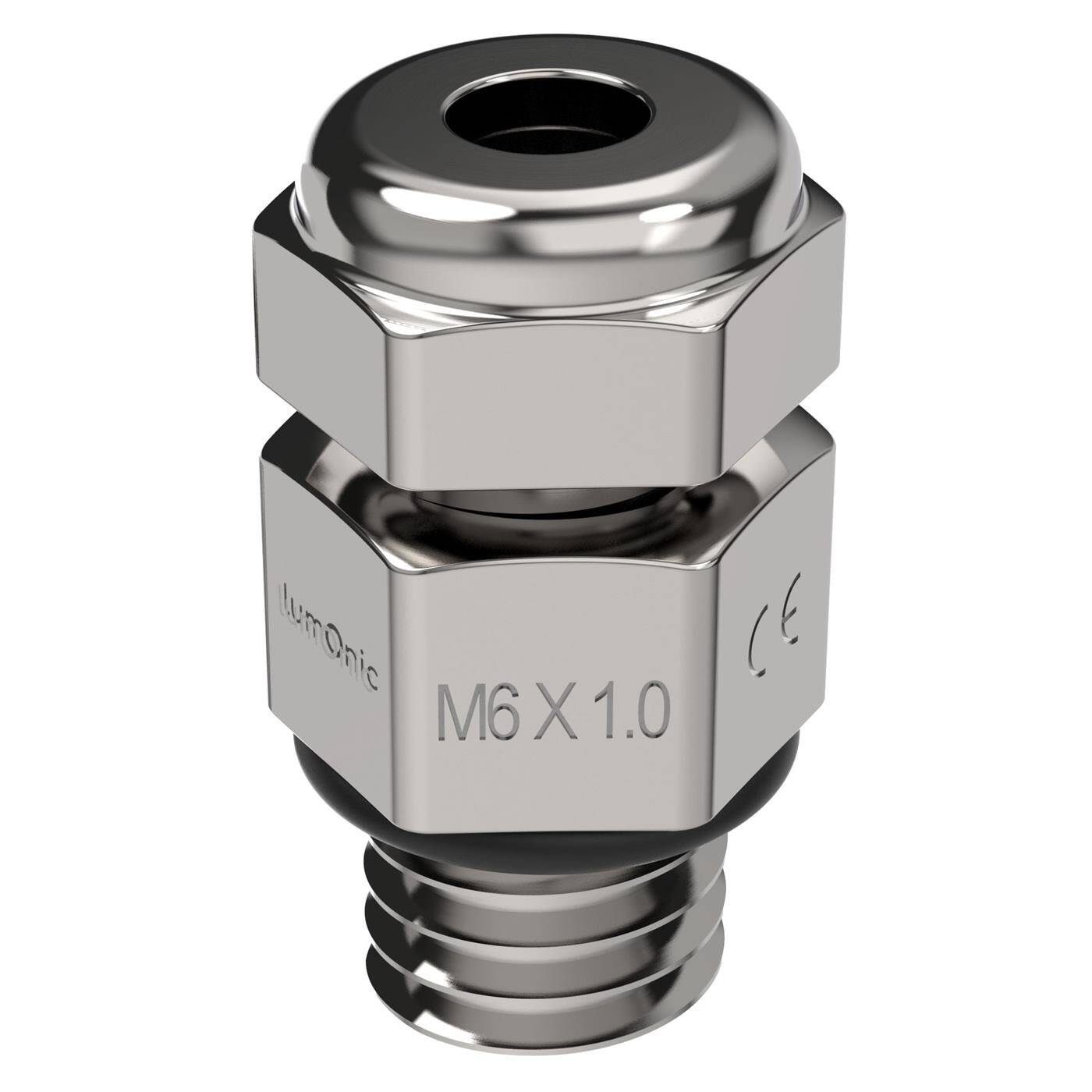Lumonic Kabelverschraubung Metall M6 | Klemmbereich 2-3mm | IP68 | mit Gegenmutter | Messing vernickelt, EMV | -40…+100°C