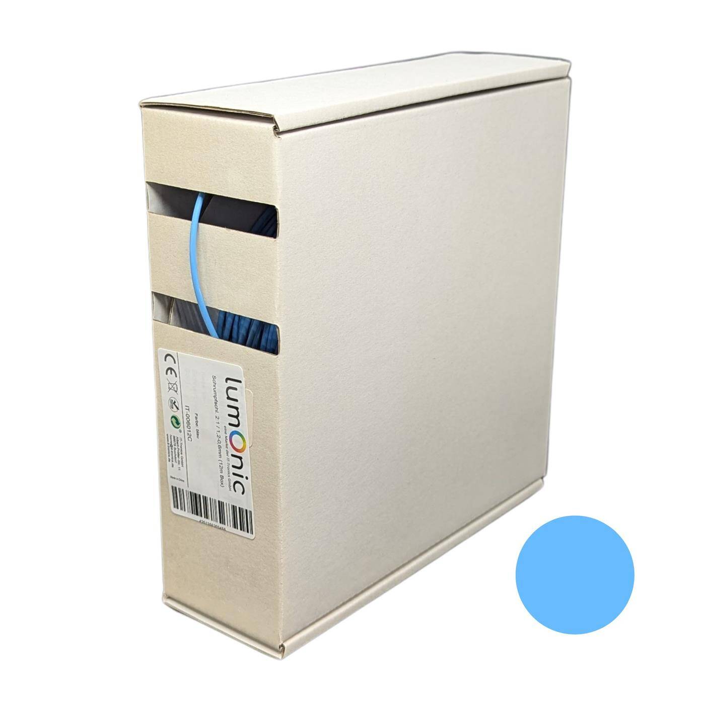 12m Schrumpfschlauch Box 2:1 1,2 -> 0,6mm Blau Flexibel