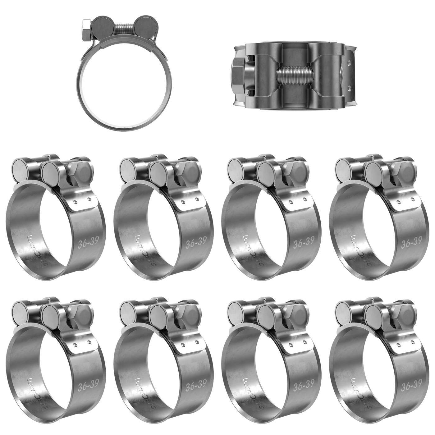 10x Lumonic Gelenkbolzenschelle Edelstahl 36-39mm V2A Auspuffschelle für Bau PKW LKW