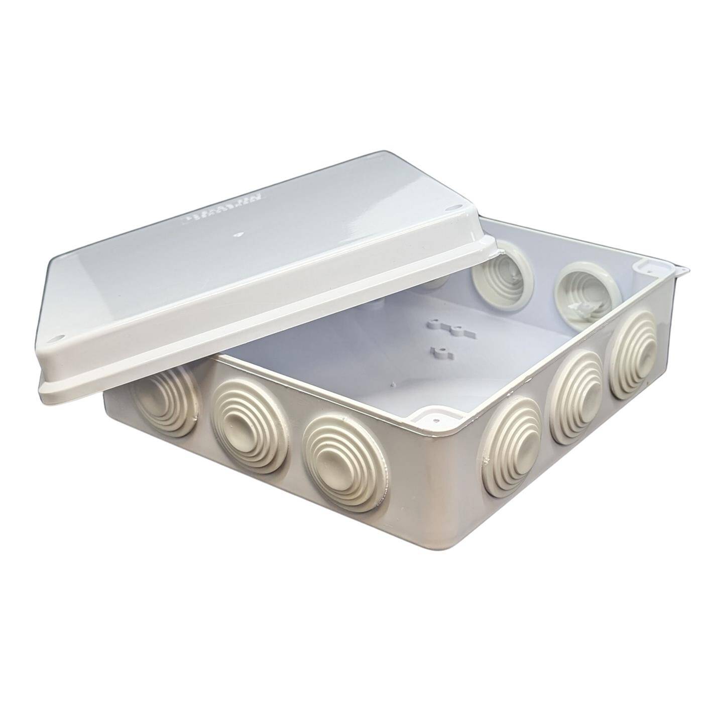 Lumonic Verteilerdose weiß 200x200x80mm mit 12 Öffnungen I Abzweigdose Aufputz - IP65 I Verbindungsdose, Klemmdose, Abzweigkasten für Innen & Außen