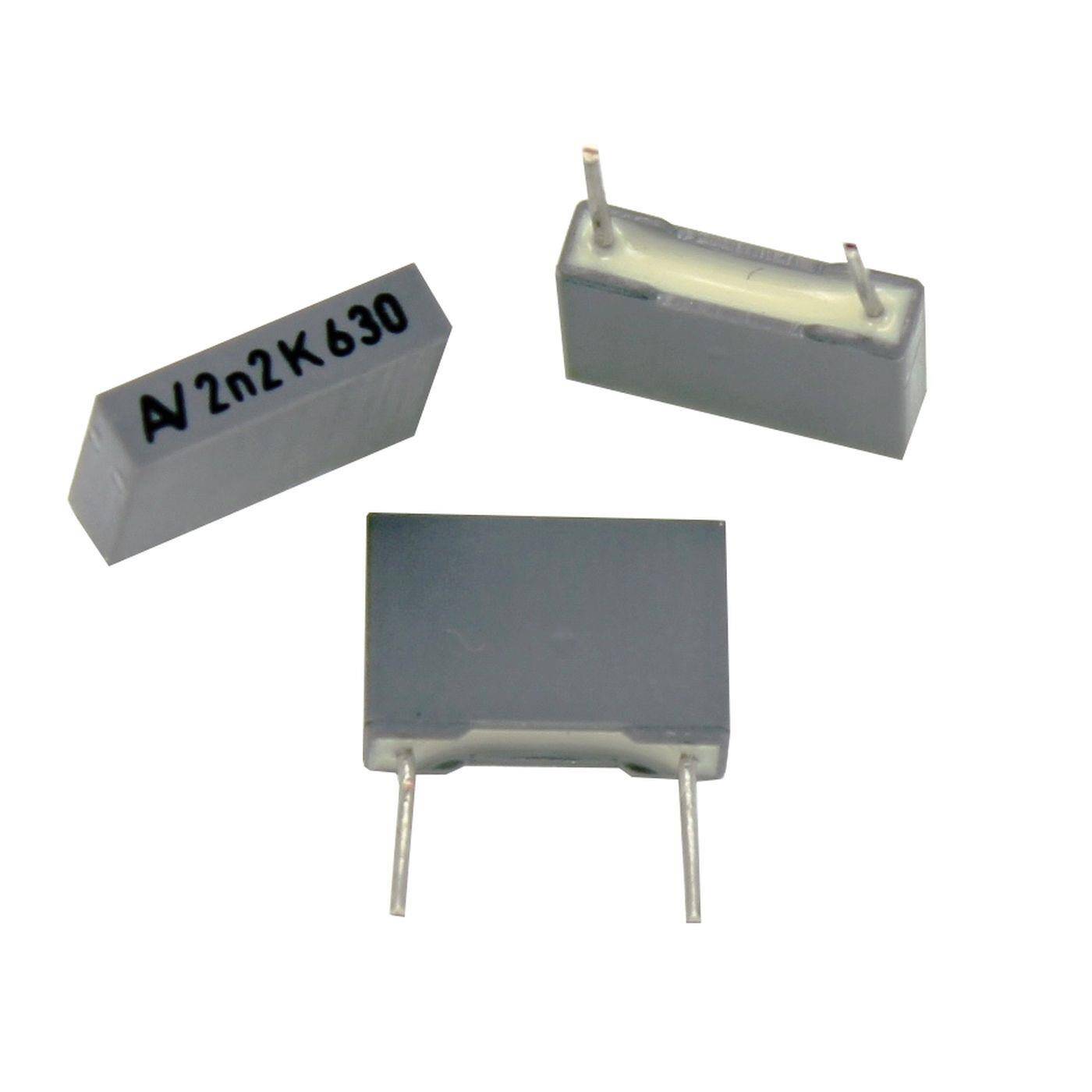 Arcotronics MKT Foil Capacitor | 0,0022µF 630V DC I 2-Pin Connection I 2-Pin I 0,0022uF, 2,2nF I Capacitor for crossover networks of loudspeakers or for interference suppression of electrical devices