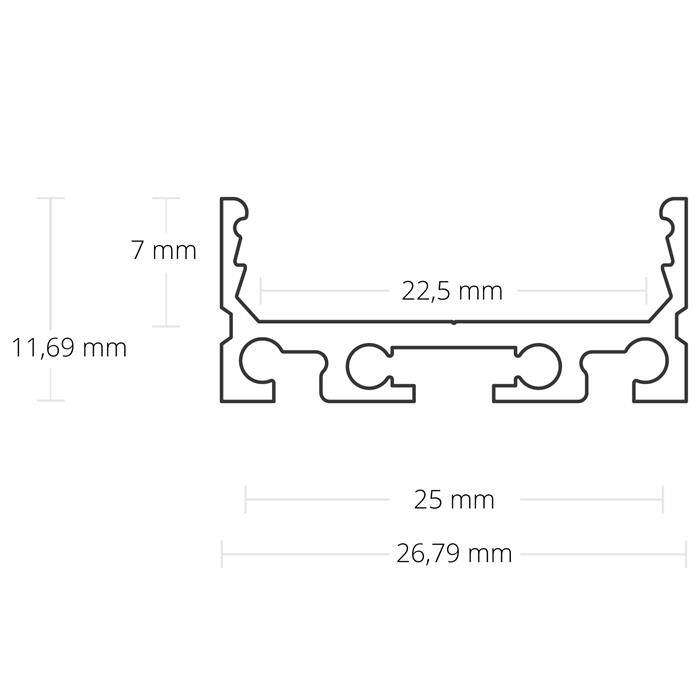 1m LED Profil PN4 Schwarz 26,8x11,7mm Aluminium Aufbauprofil für 24mm LED Streifen